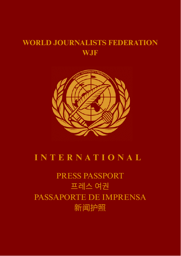 Official red WJF International Press Passport cover