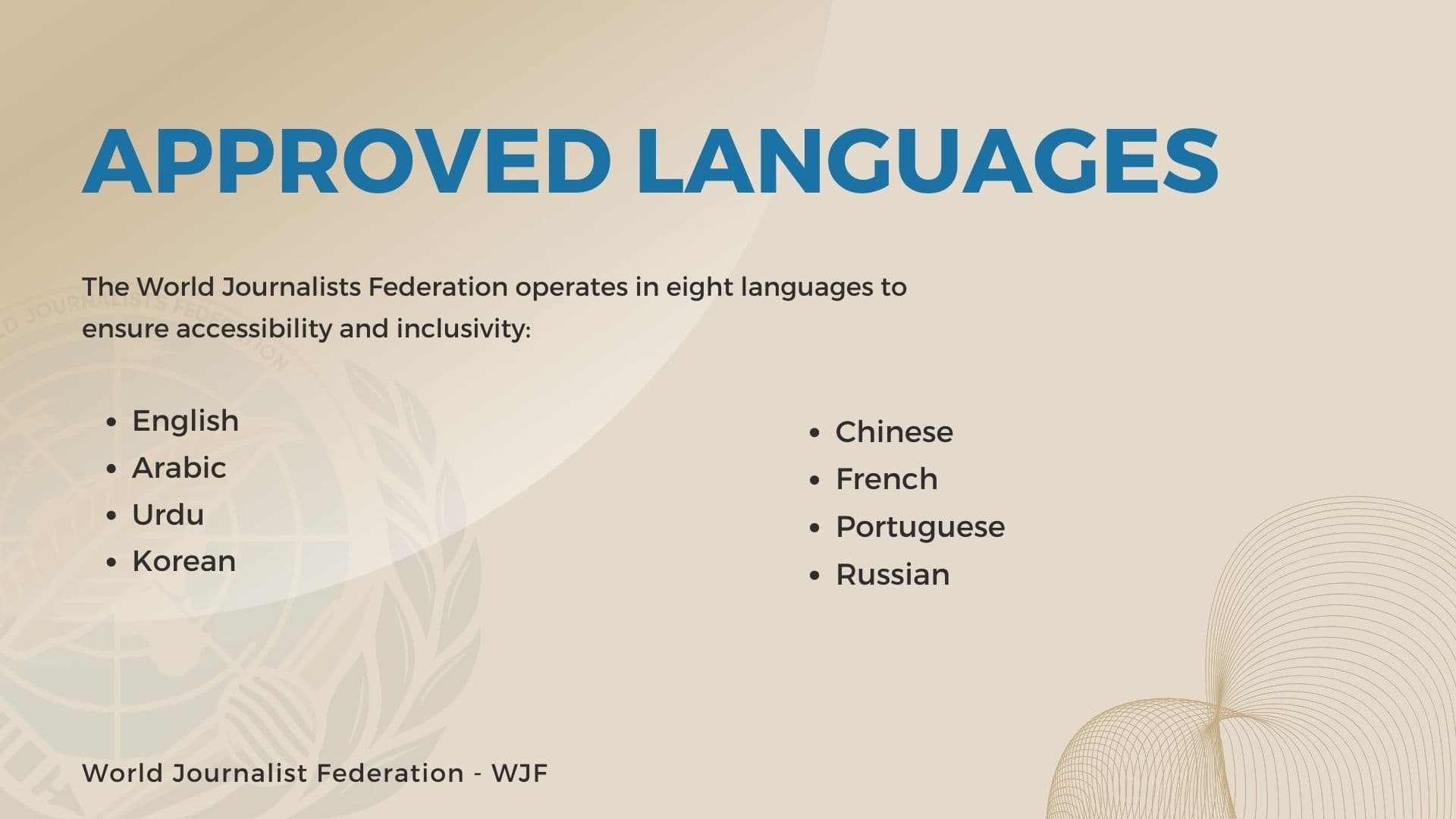 Official Approved Languages