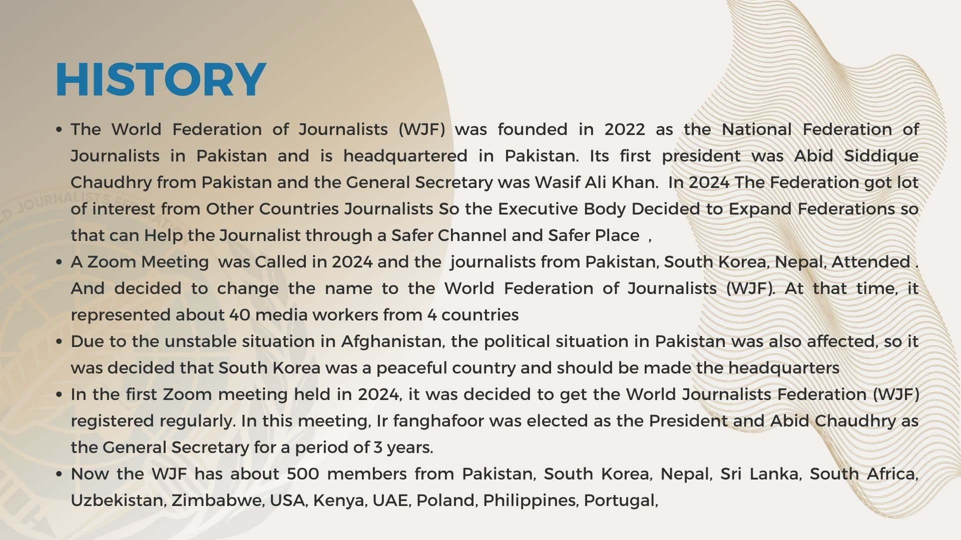 WJF History & Global Foundation